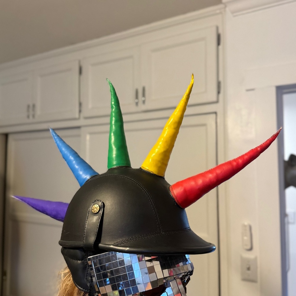 Giant rainbow spikes Mohawk helmet! Size L